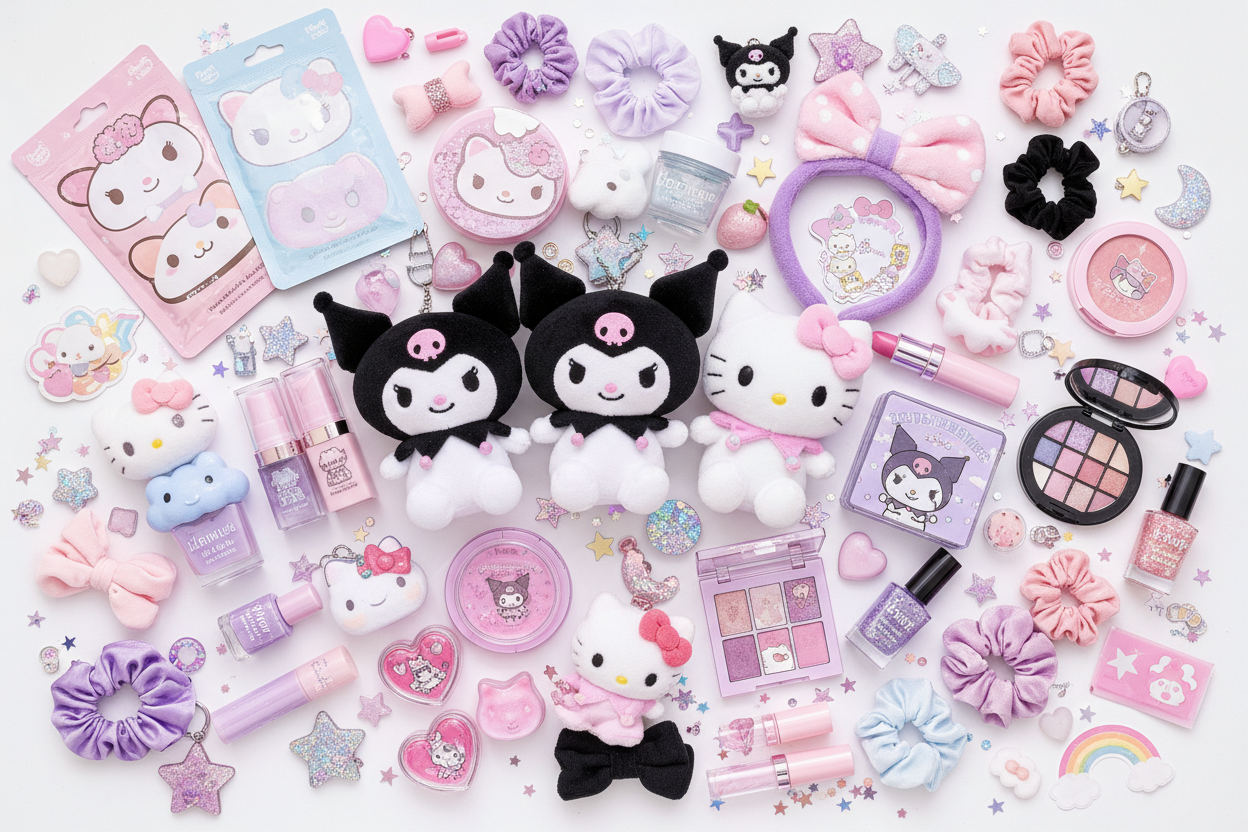 Kuromi Hello Kitty Beauty Flatlay